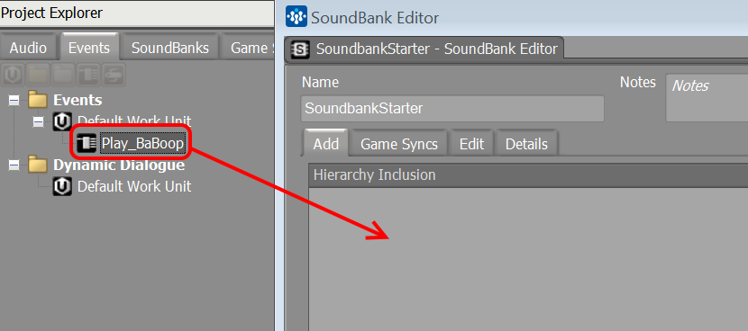 Adding the play event to the sound bank